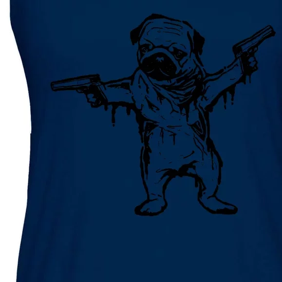 Gangster Pug With Guns Ladies Essential Flowy Tank