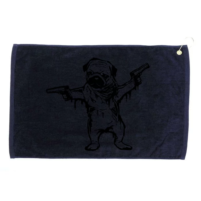 Gangster Pug With Guns Grommeted Golf Towel