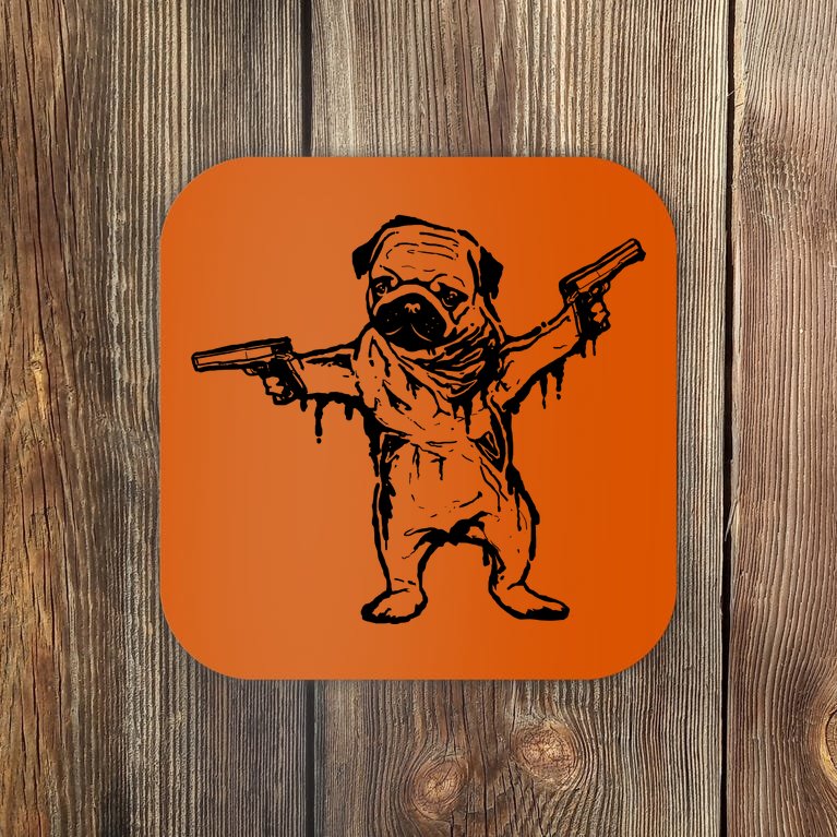 Gangster Pug With Guns Coaster