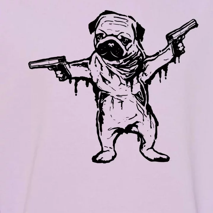 Gangster Pug With Guns Garment-Dyed Sweatshirt