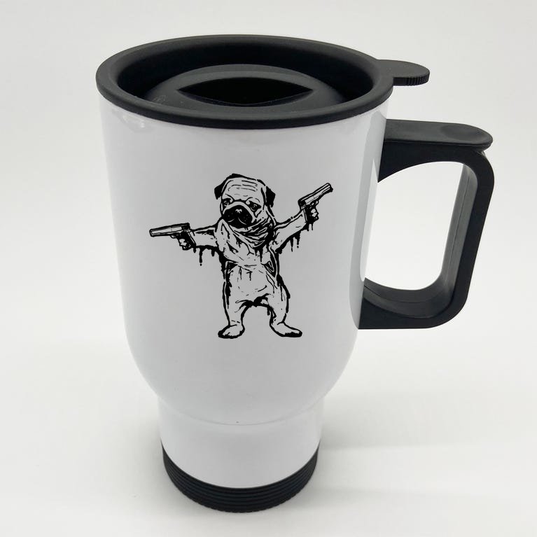 Gangster Pug With Guns Stainless Steel Travel Mug