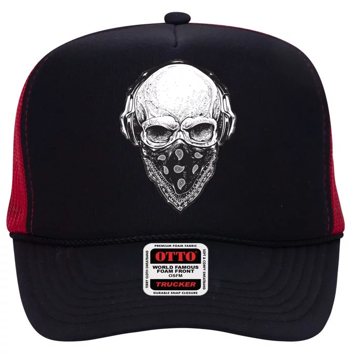 Gangster Skull High Crown Mesh Trucker Hat