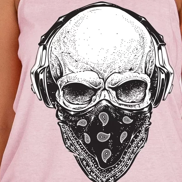 Gangster Skull Women's Knotted Racerback Tank