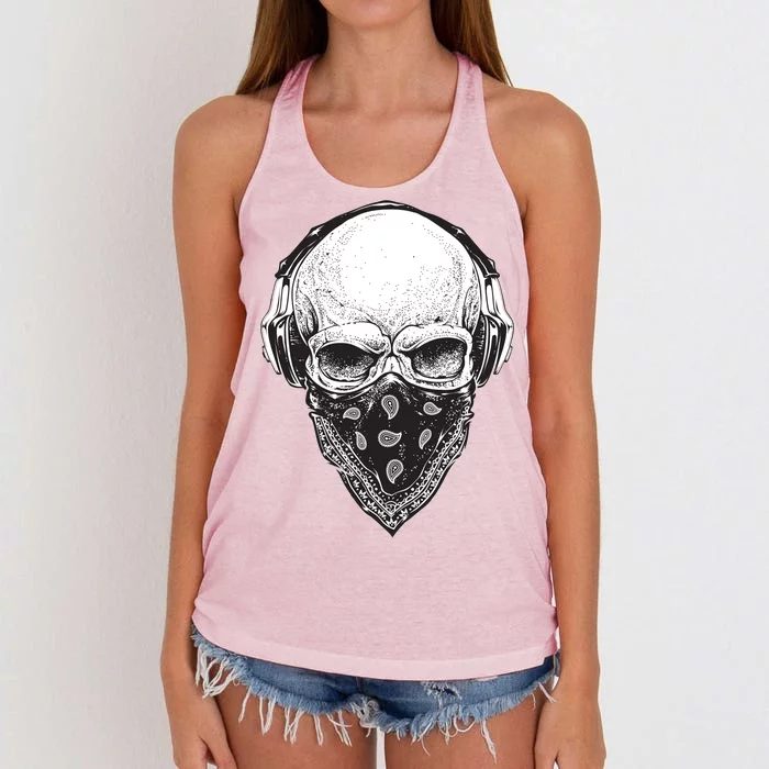 Gangster Skull Women's Knotted Racerback Tank