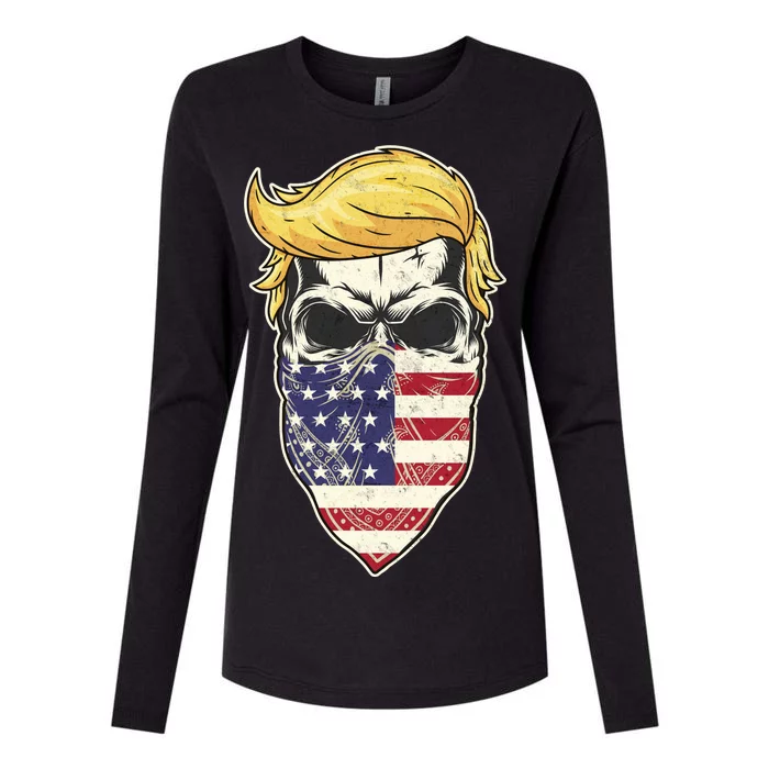 Gangster Trump USA Bandanna Skull Womens Cotton Relaxed Long Sleeve T-Shirt