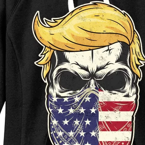 Gangster Trump USA Bandanna Skull Women's Fleece Hoodie