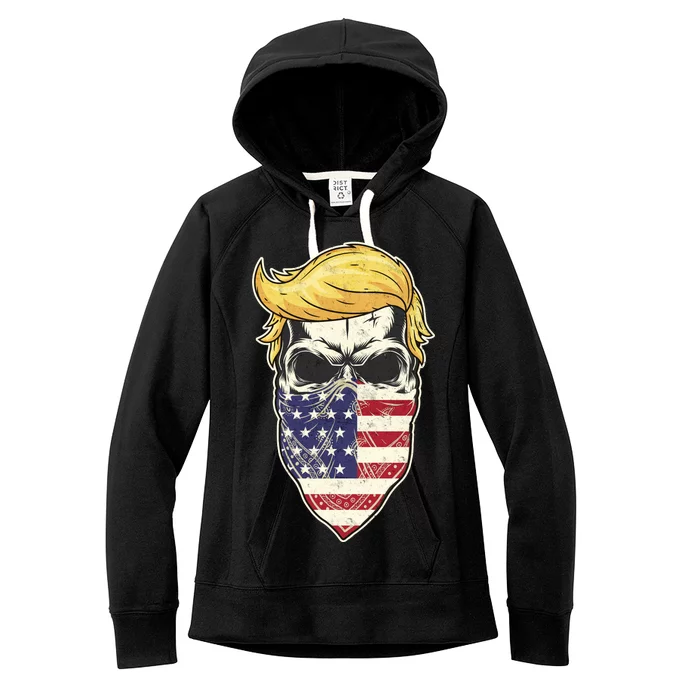 Gangster Trump USA Bandanna Skull Women's Fleece Hoodie