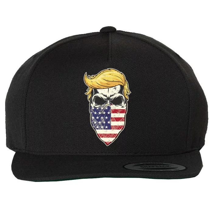 Gangster Trump USA Bandanna Skull Wool Snapback Cap