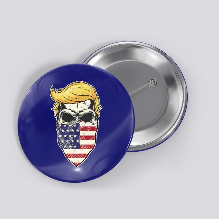 Gangster Trump USA Bandanna Skull Button