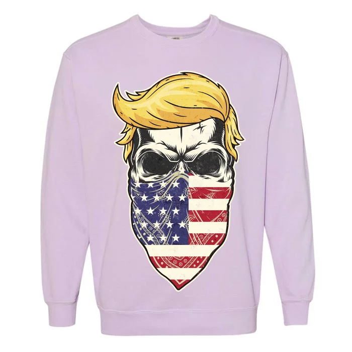 Gangster Trump USA Bandanna Skull Garment-Dyed Sweatshirt