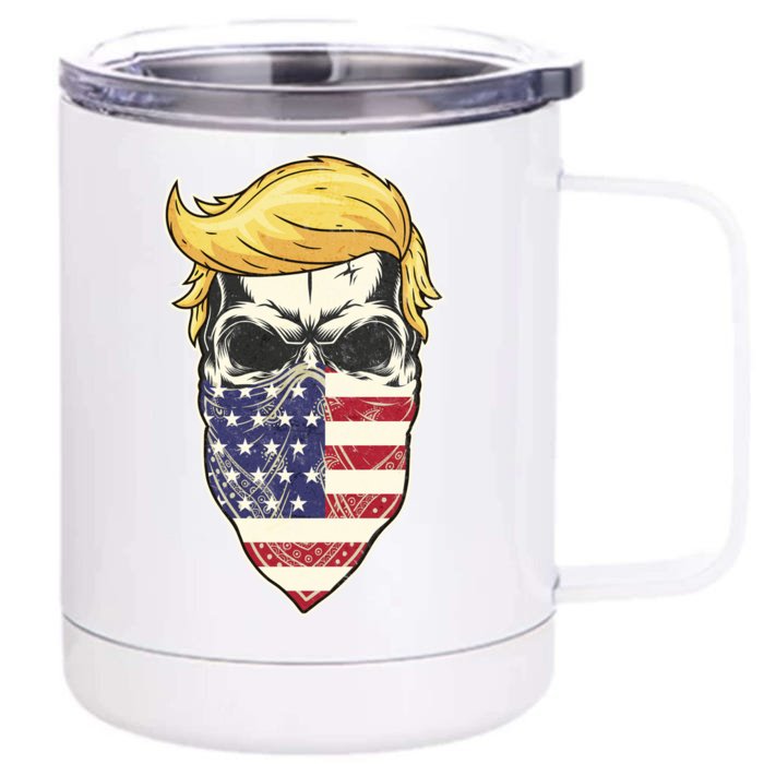 Gangster Trump USA Bandanna Skull Front & Back 12oz Stainless Steel Tumbler Cup