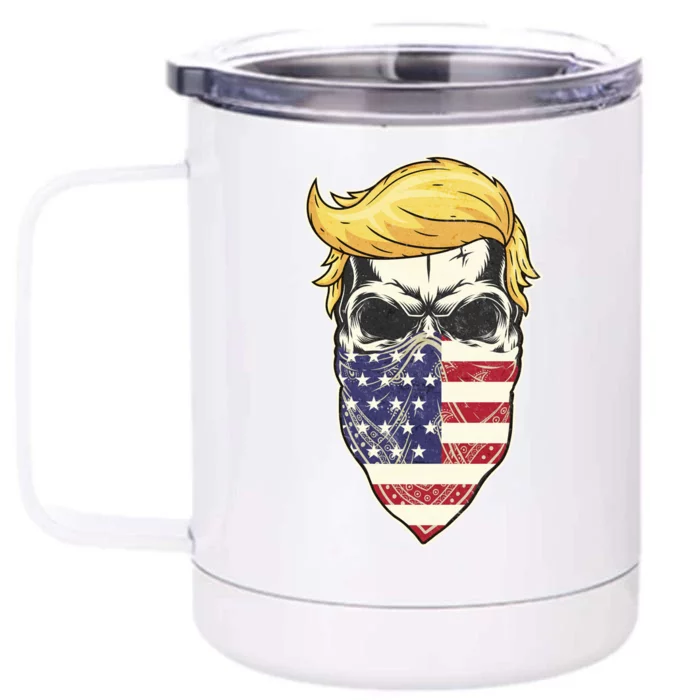 Gangster Trump USA Bandanna Skull Front & Back 12oz Stainless Steel Tumbler Cup