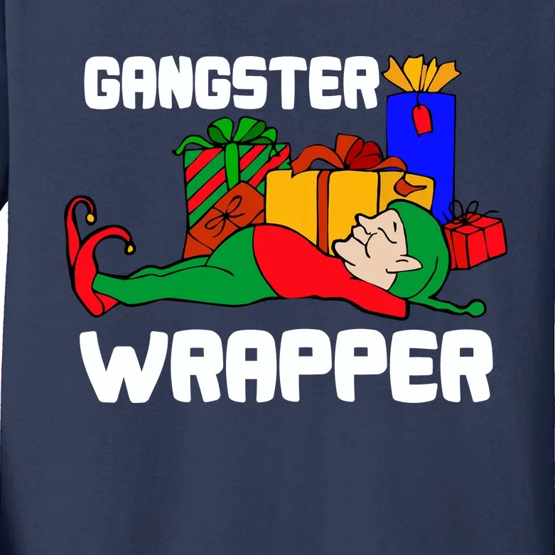 Gangster Wrapper Elf Gift Wrapping Kids Long Sleeve Shirt