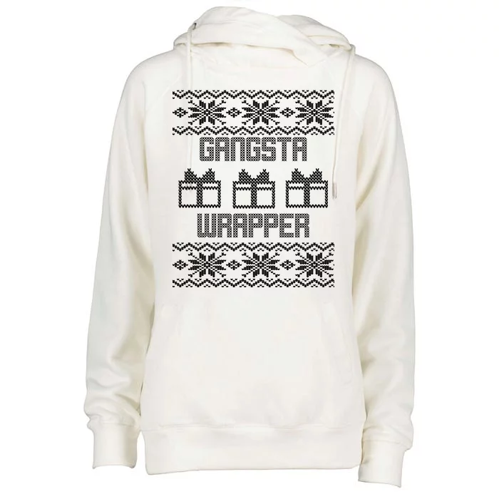 Gangster Wrapper Ugly Christmas Womens Funnel Neck Pullover Hood