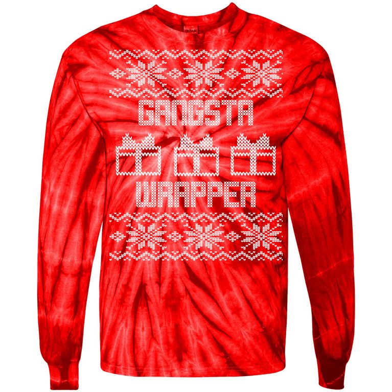 Gangster Wrapper Ugly Christmas Tie-Dye Long Sleeve Shirt