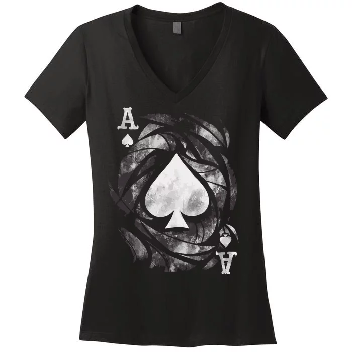 Grunge Ace Of Spades Women's V-Neck T-Shirt