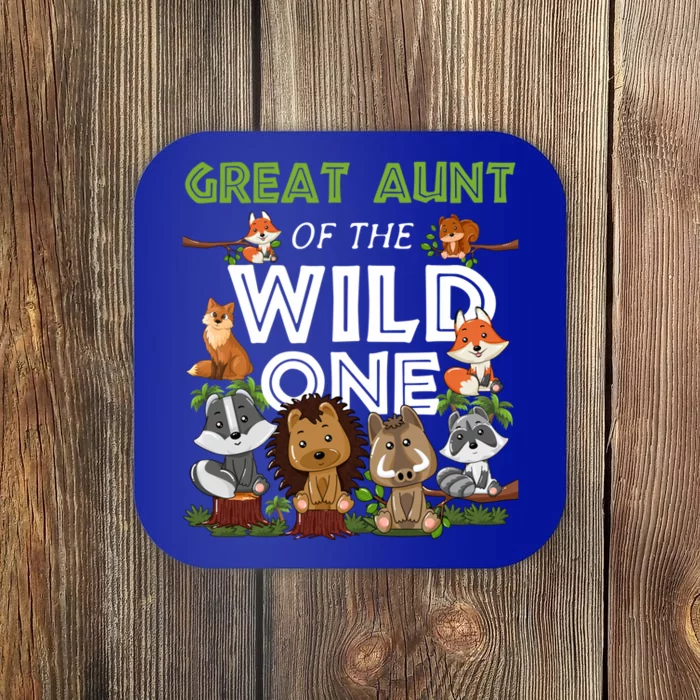 Great Aunt Of The Wild One Zoo Birthday Woodland Animals Gift Coaster