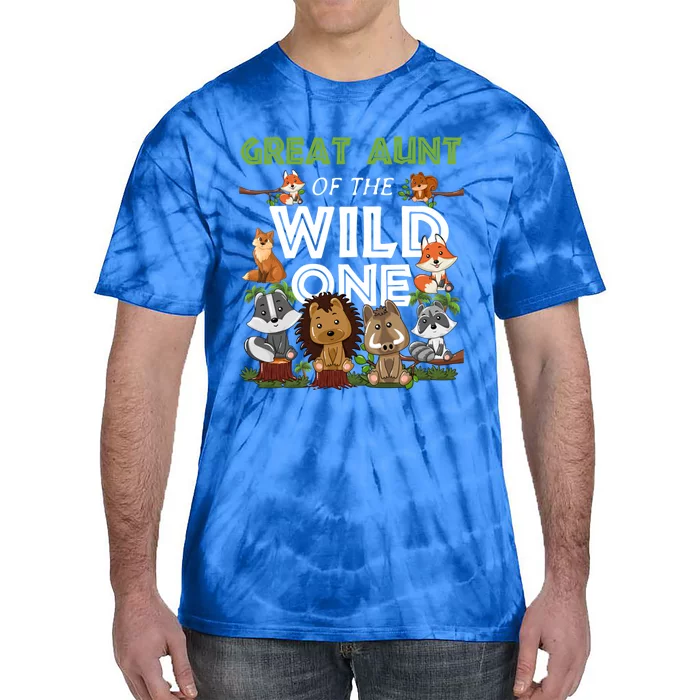 Great Aunt Of The Wild One Zoo Birthday Woodland Animals Gift Tie-Dye T-Shirt