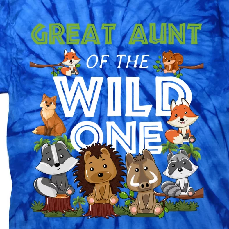 Great Aunt Of The Wild One Zoo Birthday Woodland Animals Gift Tie-Dye T-Shirt