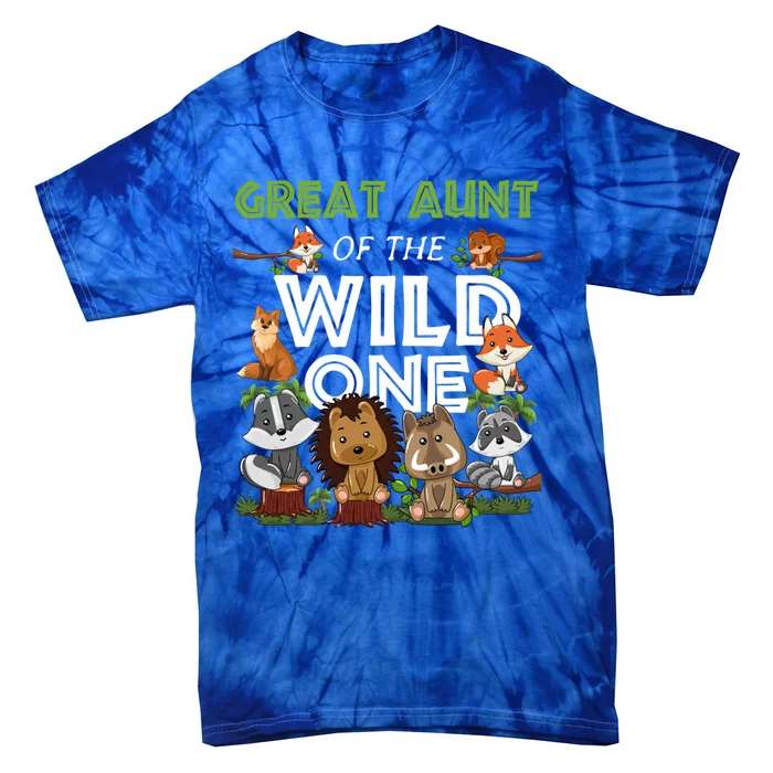 Great Aunt Of The Wild One Zoo Birthday Woodland Animals Gift Tie-Dye T-Shirt