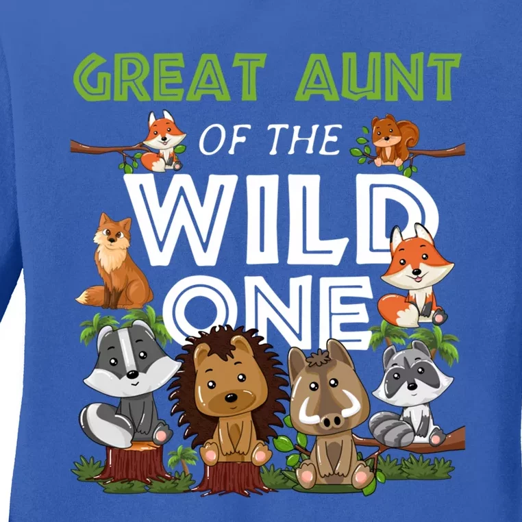 Great Aunt Of The Wild One Zoo Birthday Woodland Animals Gift Ladies Long Sleeve Shirt