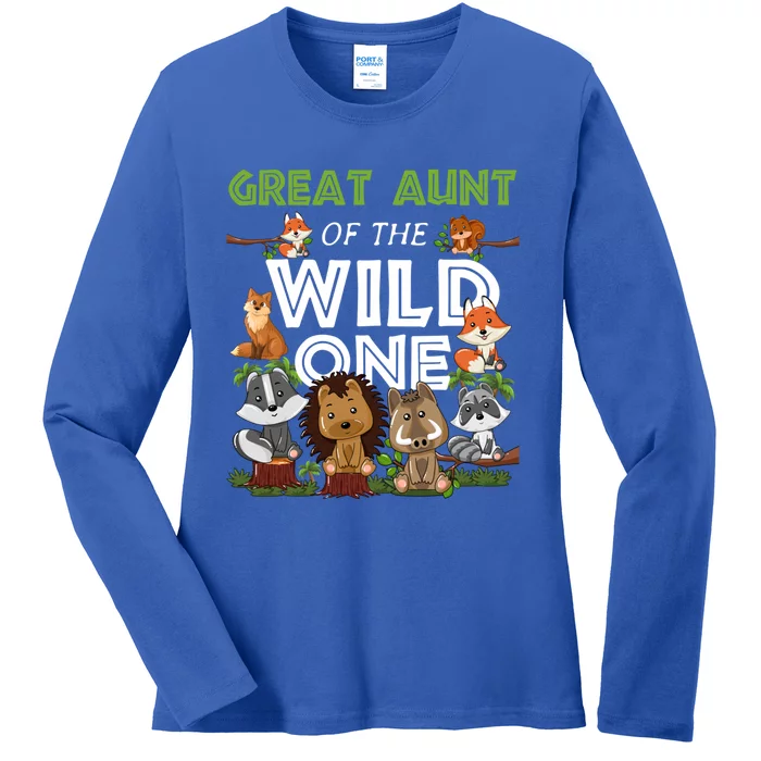 Great Aunt Of The Wild One Zoo Birthday Woodland Animals Gift Ladies Long Sleeve Shirt