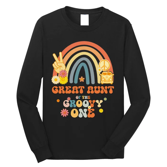 Great Aunt of the Groovy One Rainbow Boho Birthday Party Long Sleeve Shirt