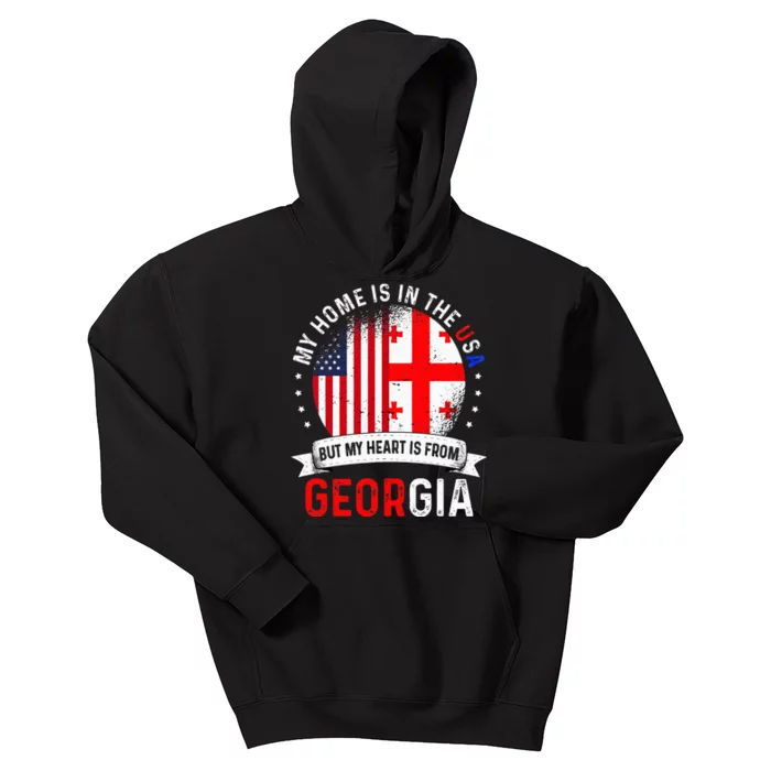 Georgian American Patriot Heart is from Georgia Flag Kids Hoodie