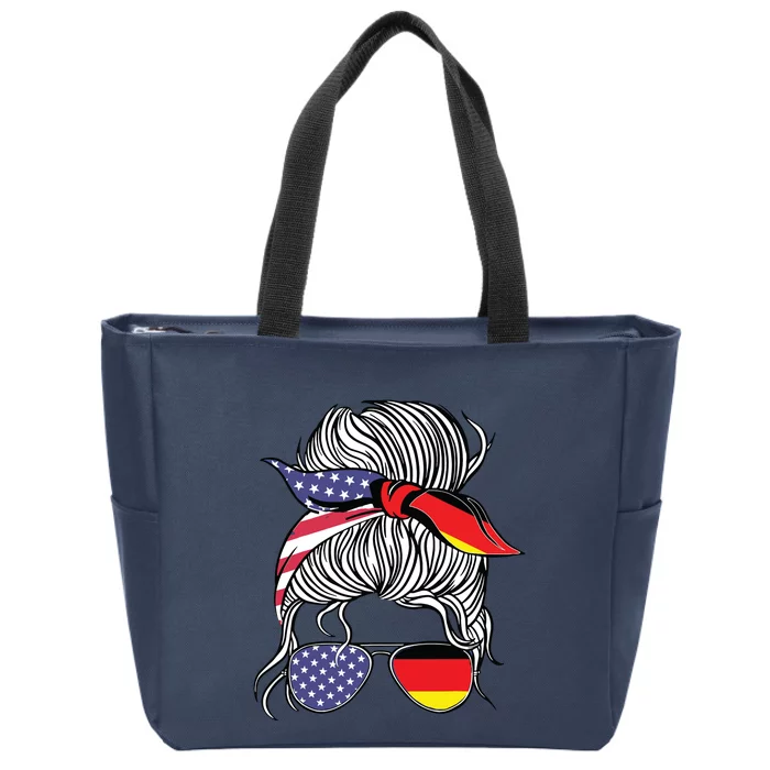 German American Patriot Grown Proud Girl Flag Zip Tote Bag