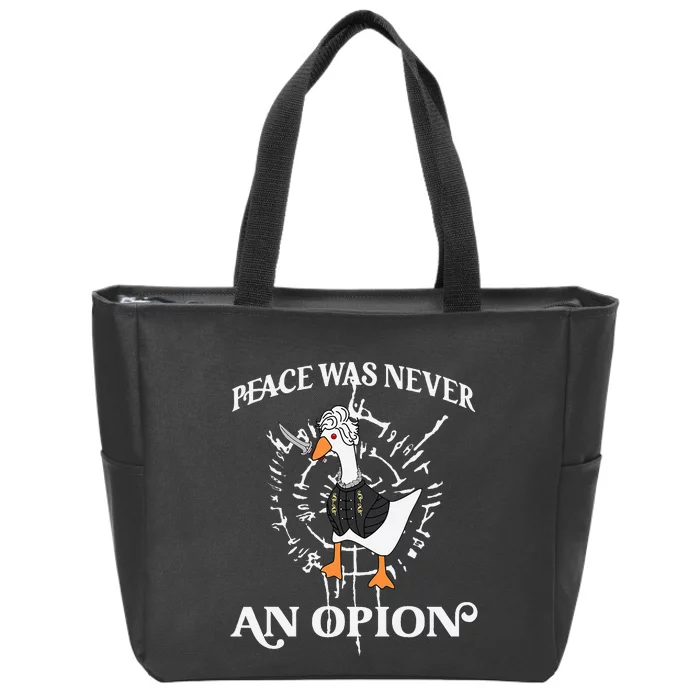 Goose Astarion Peace Was An Never Option Zip Tote Bag