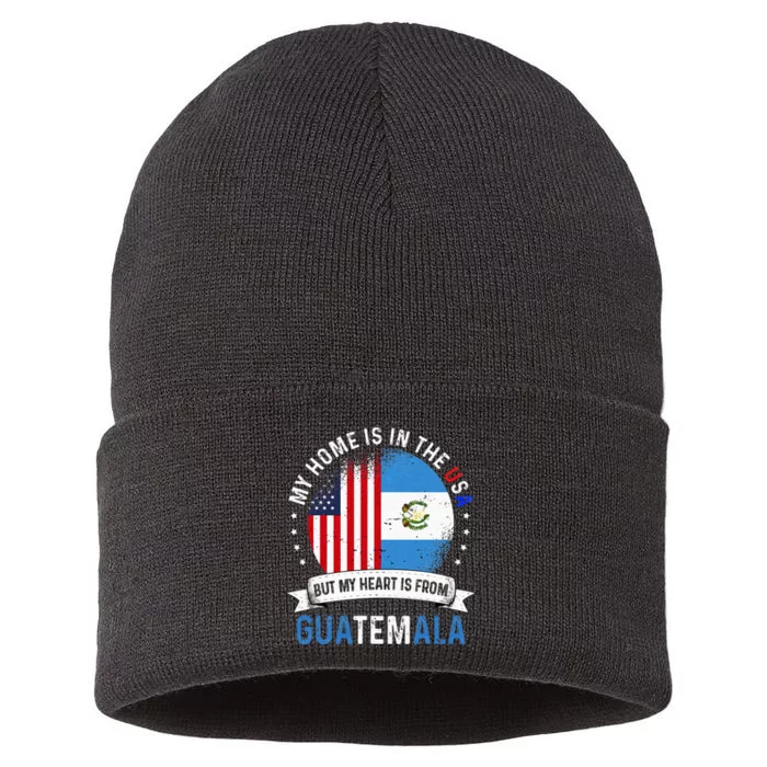 Guatemalan American Patriot Heart is from Guatemala Flag Sustainable Knit Beanie