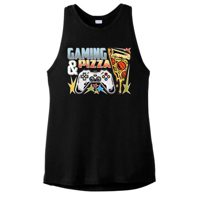 Gaming And Pizza Lover Fan Ladies Tri-Blend Wicking Tank