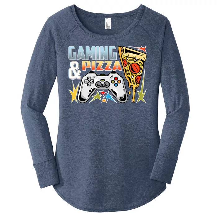 Gaming And Pizza Lover Fan Women's Perfect Tri Tunic Long Sleeve Shirt