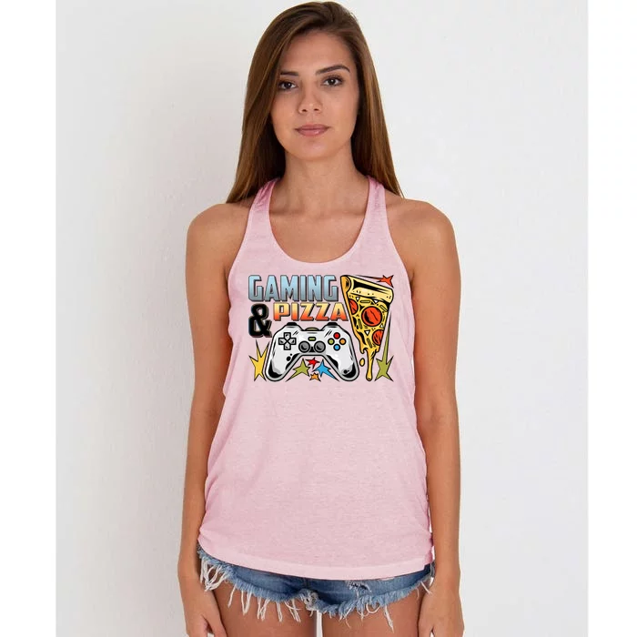 Gaming And Pizza Lover Fan Women's Knotted Racerback Tank