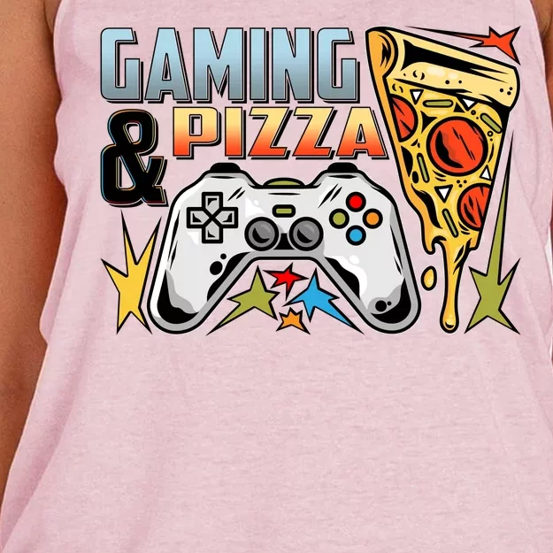 Gaming And Pizza Lover Fan Women's Knotted Racerback Tank