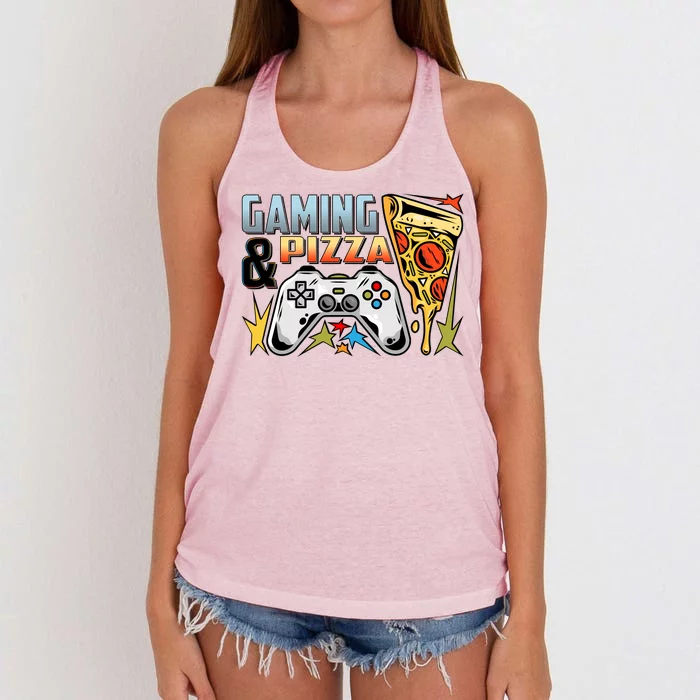 Gaming And Pizza Lover Fan Women's Knotted Racerback Tank