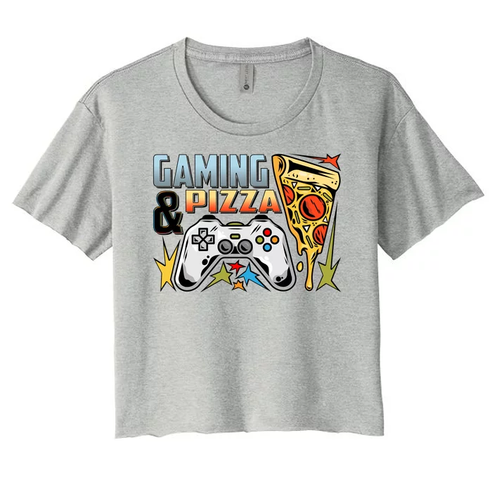 Gaming And Pizza Lover Fan Women's Crop Top Tee