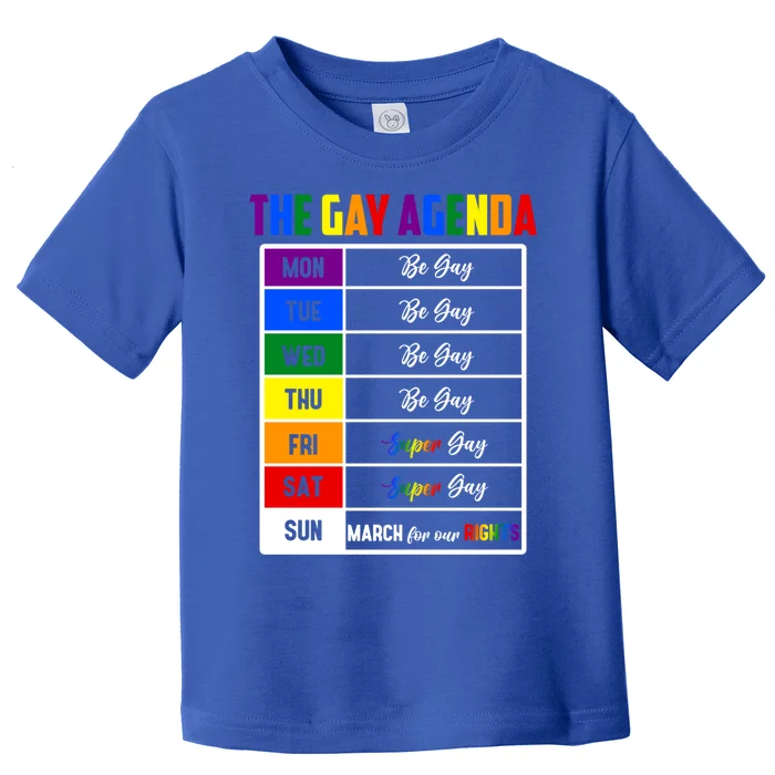 Gay Agenda Pride Flag Lgbtq Funny Gay Lesbian Lgbt Support Gift Toddler T-Shirt