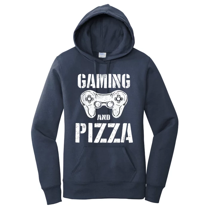 Gaming And Pizza Game Control Vintage Video Gaming Gift Women's Pullover Hoodie