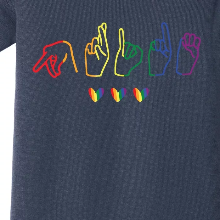 Gay ASL Pride Gay Support Sign Language LGBT Gay Gift Baby Bodysuit