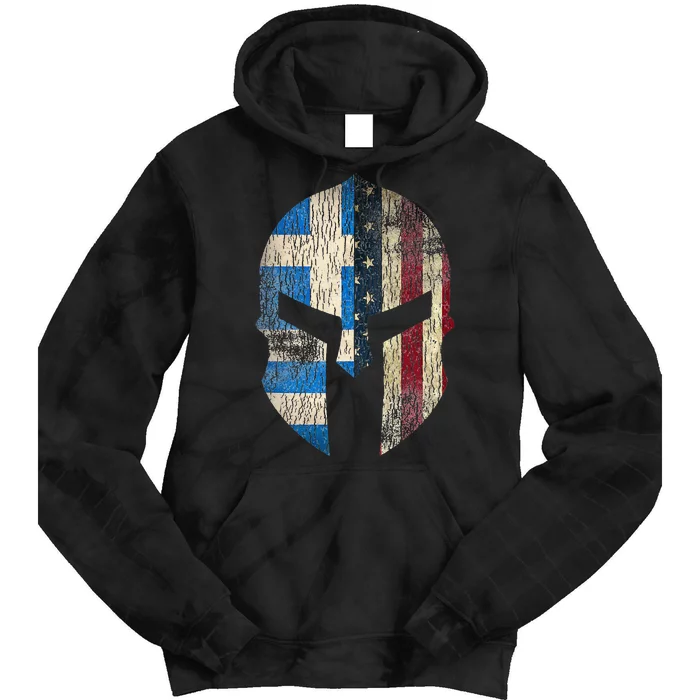 Greek American Pride Greece Spartan Helmet Tie Dye Hoodie