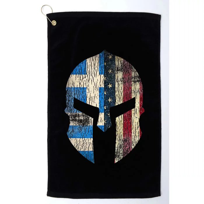 Greek American Pride Greece Spartan Helmet Platinum Collection Golf Towel