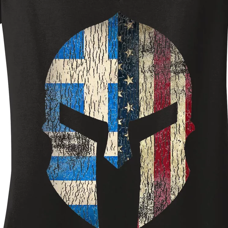 Greek American Pride Greece Spartan Helmet Women's V-Neck T-Shirt