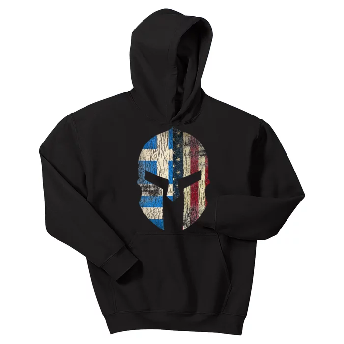 Greek American Pride Greece Spartan Helmet Kids Hoodie