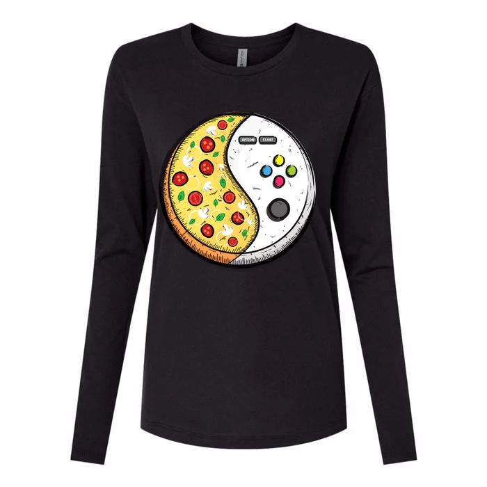 Gaming And Pizza Design For Gamer Gift Womens Cotton Relaxed Long Sleeve T-Shirt