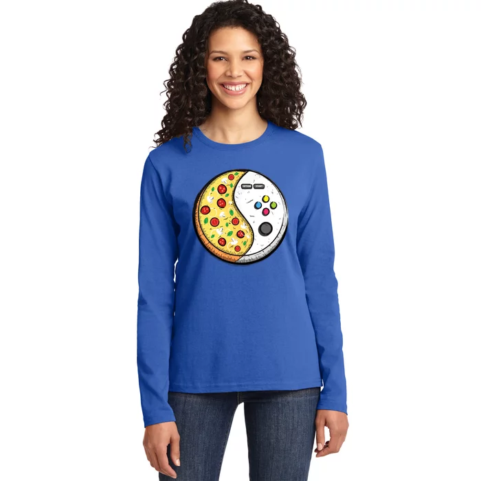 Gaming And Pizza Design For Gamer Gift Ladies Long Sleeve Shirt