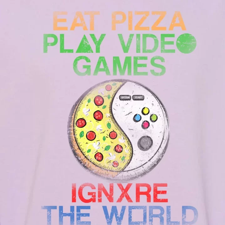 Gaming And Pizza Funny Quotes Theme Design For Video Gamer Gift Garment-Dyed Sweatshirt