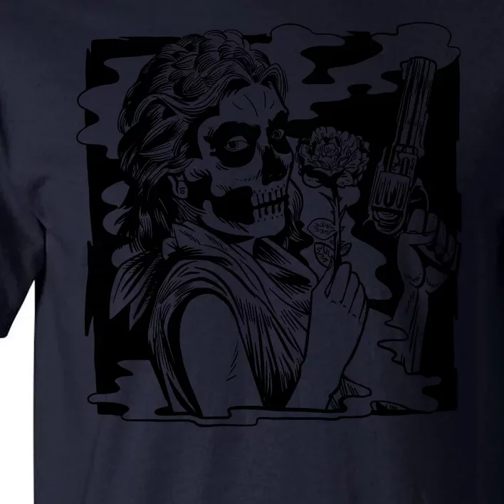 Gun And Roses Skull Girl Tall T-Shirt