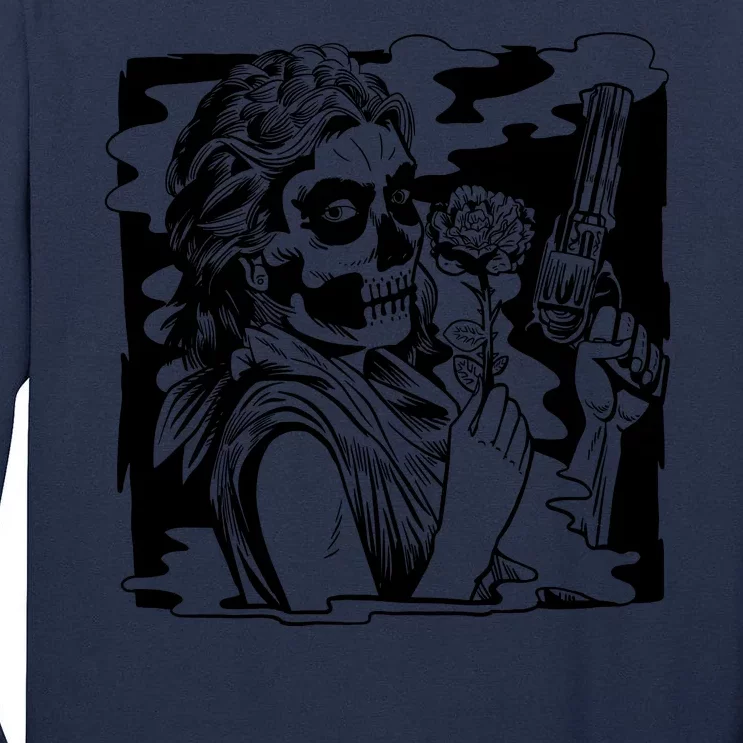 Gun And Roses Skull Girl Tall Long Sleeve T-Shirt