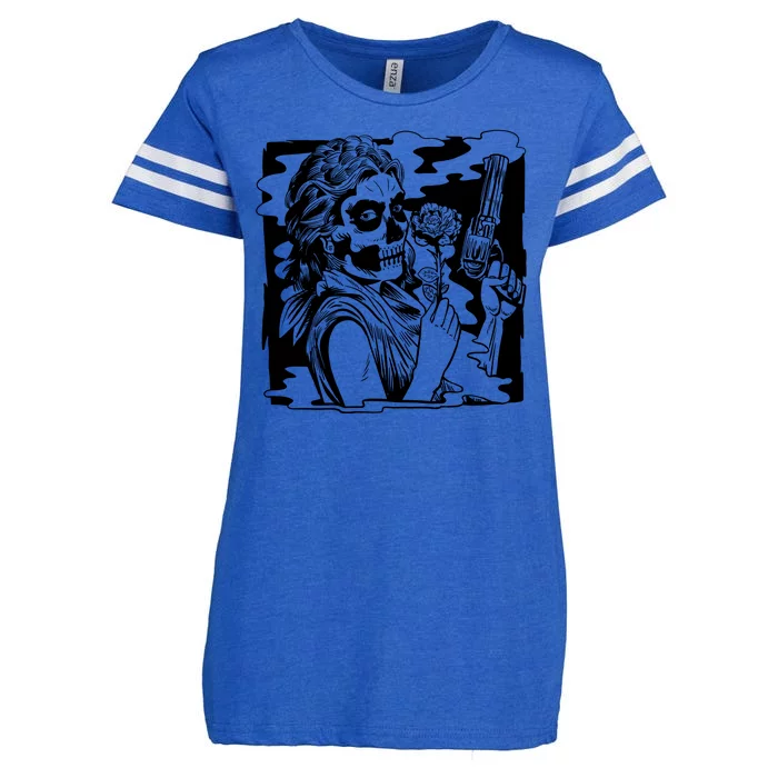 Gun And Roses Skull Girl Enza Ladies Jersey Football T-Shirt